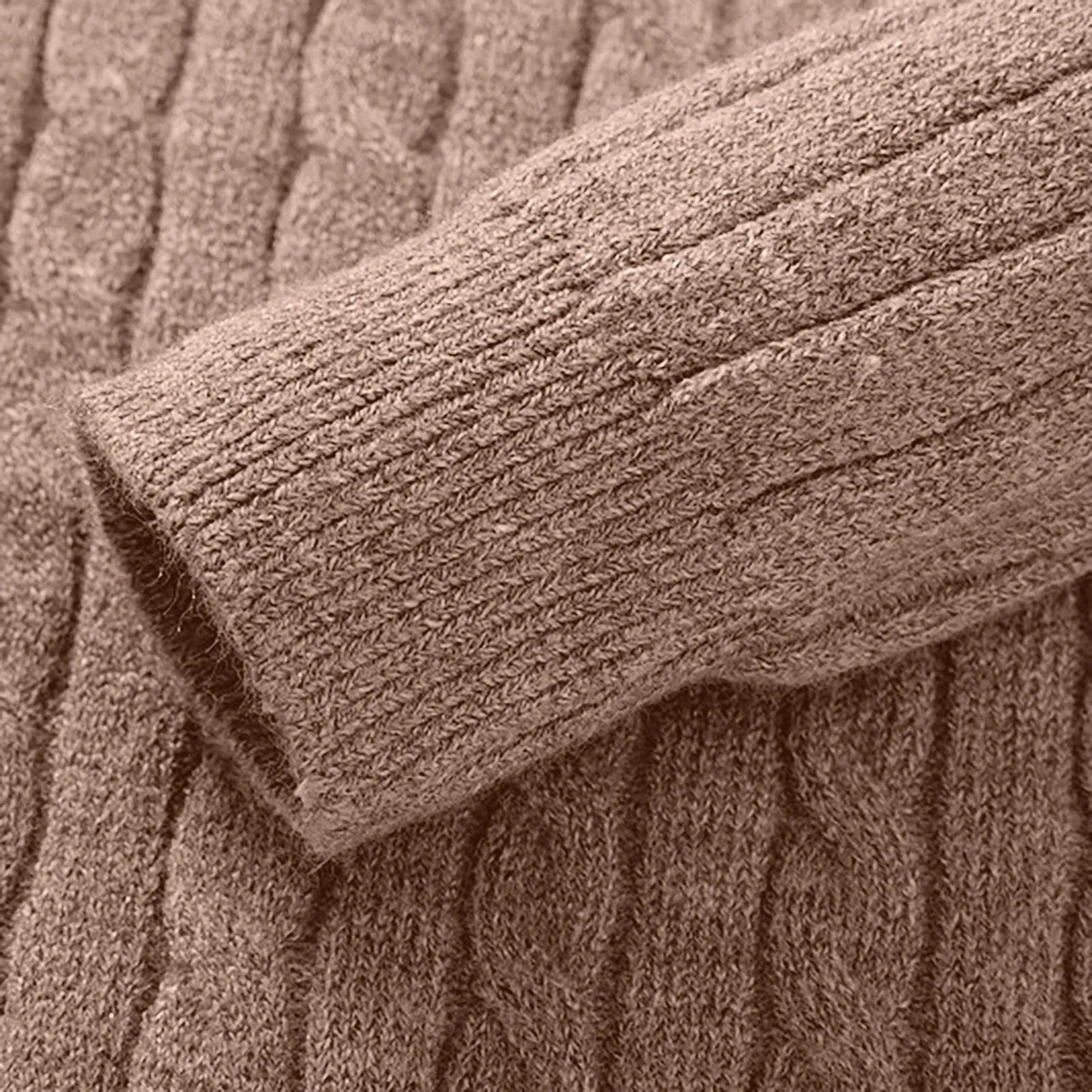 Sweaters for Men Cable Knit Crew Neck Top Long Sleeve Dressy Casual Fall and Winter Quarter Zip Pullover Sweater