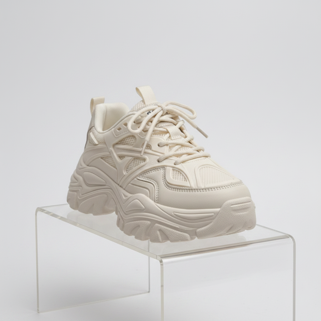 Cream Chunky Sneaker - Acrylic Stand Grey Studio