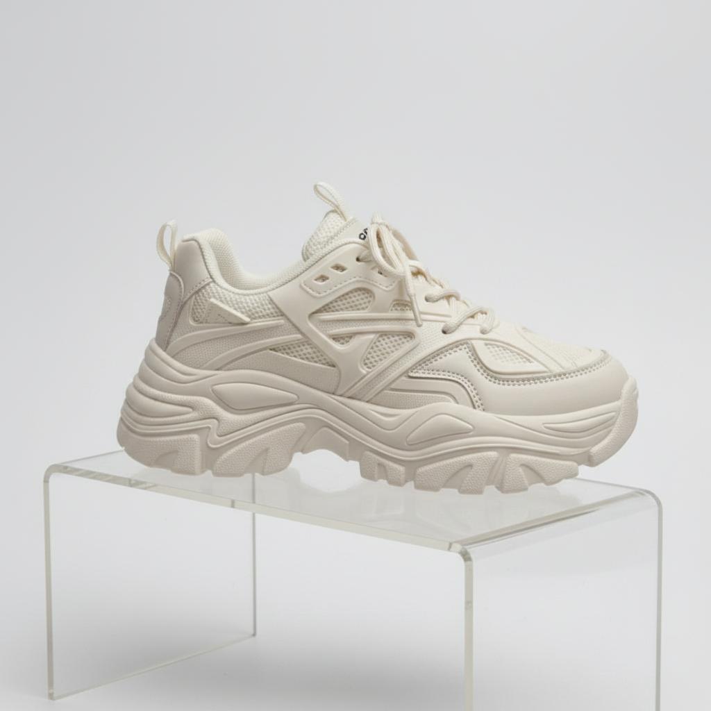 Cream Chunky Sneaker - Opposite Side Acrylic Stand