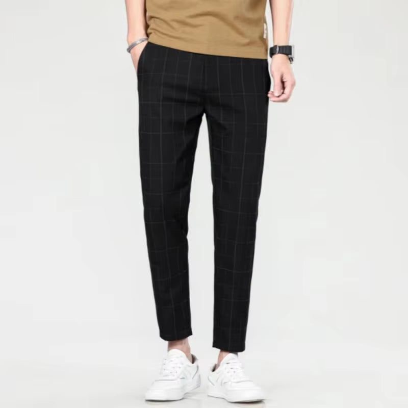 2025 Grid Pattern Men's Pants - European and American Style for Business, Leisure, and Travel - Slim Fit, Comfortable, and Versatile
