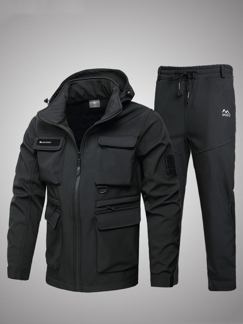 Fleece-Lined Work Clothes Suit Men'S Waterproof Labor Protection Clothing Warm Camouflage Clothing