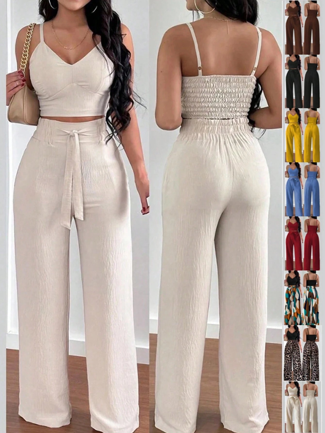 Breezaya Women's Push-Up Bra with Bowknot and Elastic Straight Pants - Holiday 2-Piece Set