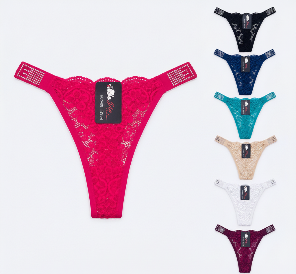 Red Lace Thong — Flat Lay